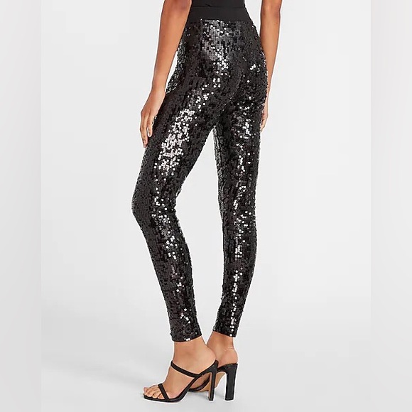 EXPRESS High Waisted Sequin Leggings - Picture 2 of 8